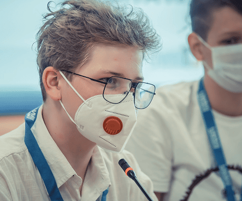 A student participating in Samsung Innovation Campus is presenting their opinion.