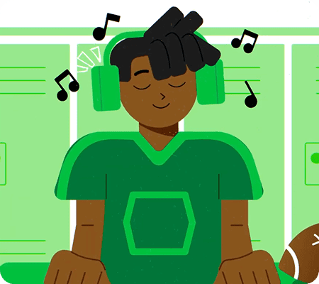 A student listening to music.