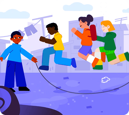 Students having fun playing together with their friends.