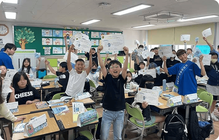 Children actively participating in Blue Elephant's prevention education
